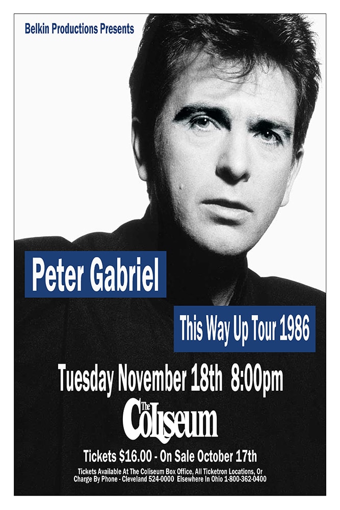 Peter Gabriel This Way Up Tour 1986 The Coliseum Richfield Concert Poster