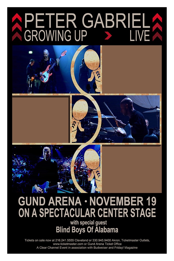 Peter Gabriel Growing Up Live 2002 Gund Arena Cleveland Concert Poster