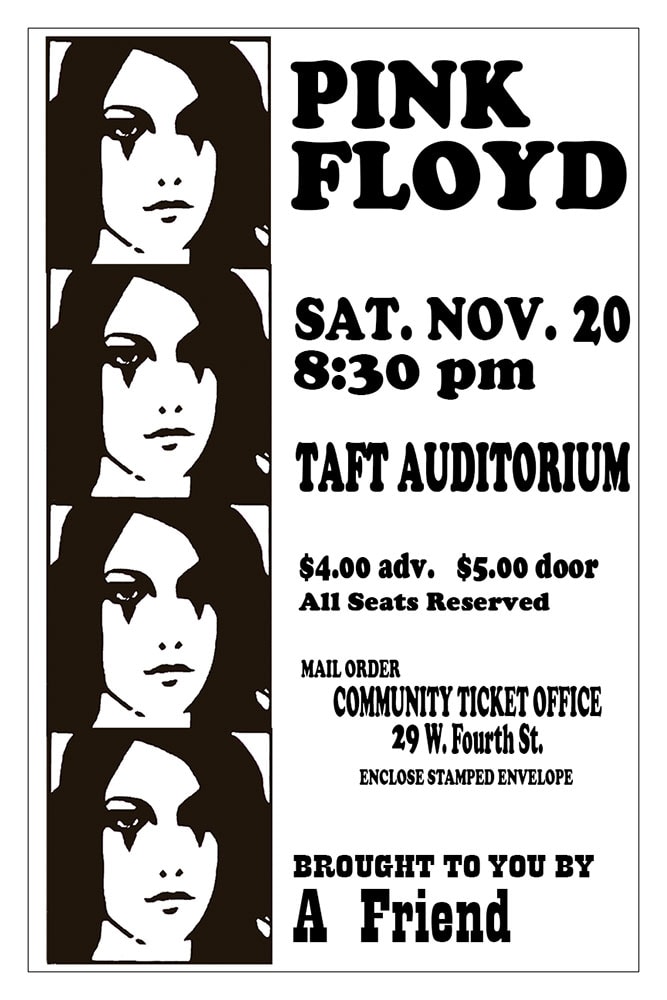Pink Floyd 1971 Taft Auditorium Cincinnati Concert Poster