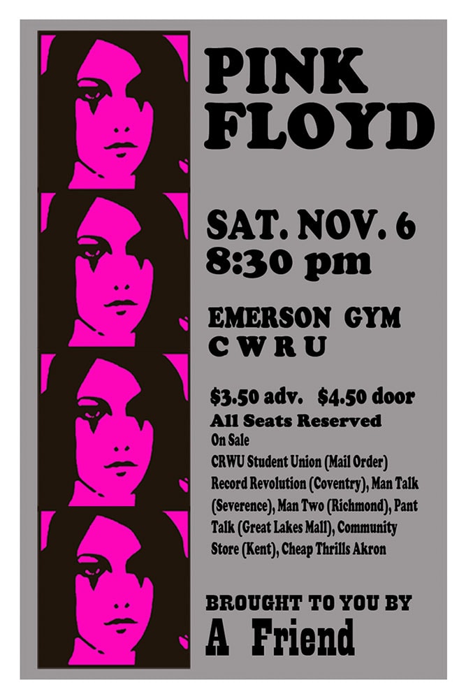 Pink Floyd 1971 Emerson Gym CWRU Cleveland Concert Poster