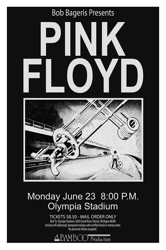 Pink Floyd 1975 Olympia Stadium Detroit Concert Poster