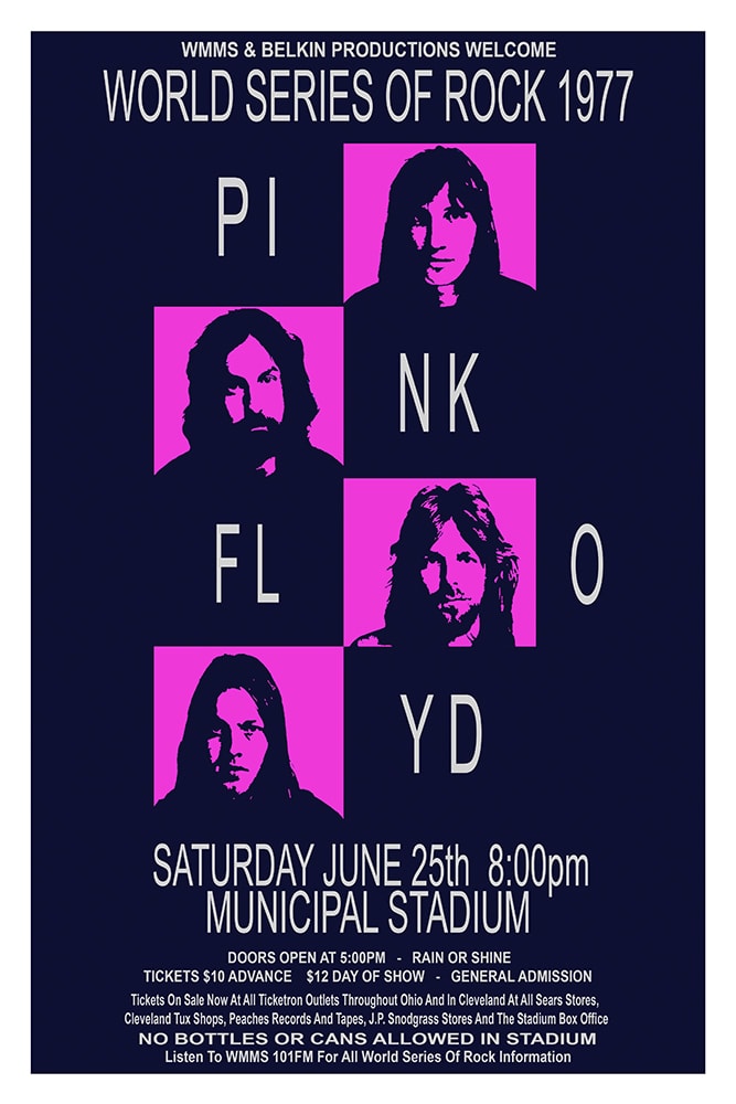 Pink Floyd World Series of Rock 1977 Municipal Stadium Cleveland Concert Poster