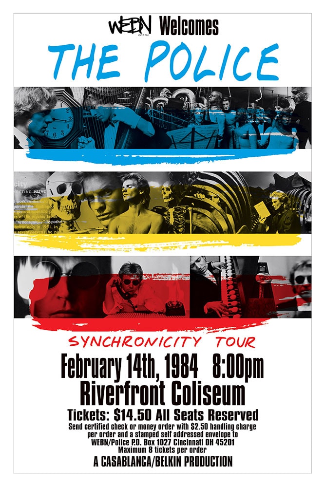 The Police Synchronicity Tour 1984 Riverfront Coliseum Cincinnati Concert Poster