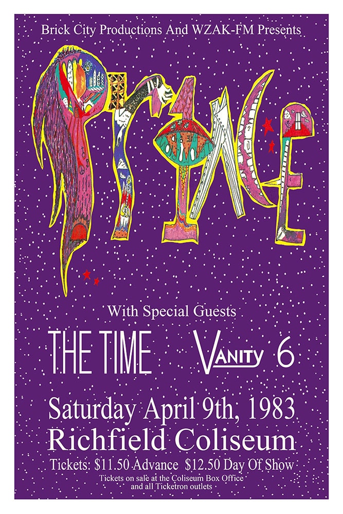Prince with The Time and Vanity 6 1983 Richfield Coliseum Concert Poster