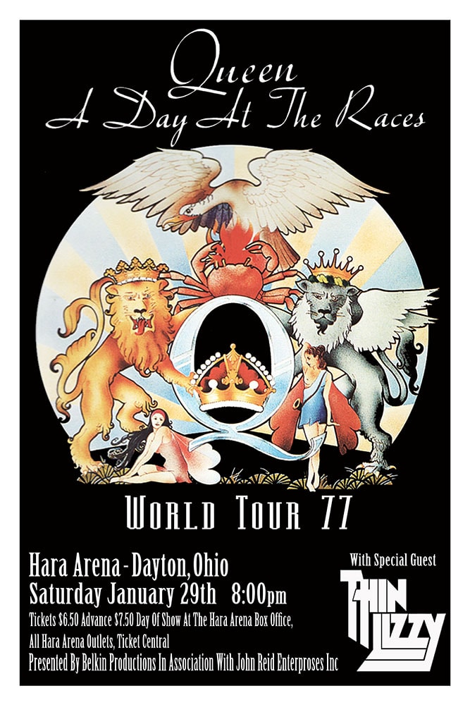 Queen A Day at the Races World Tour 77 Hara Arena Dayton Concert Poster