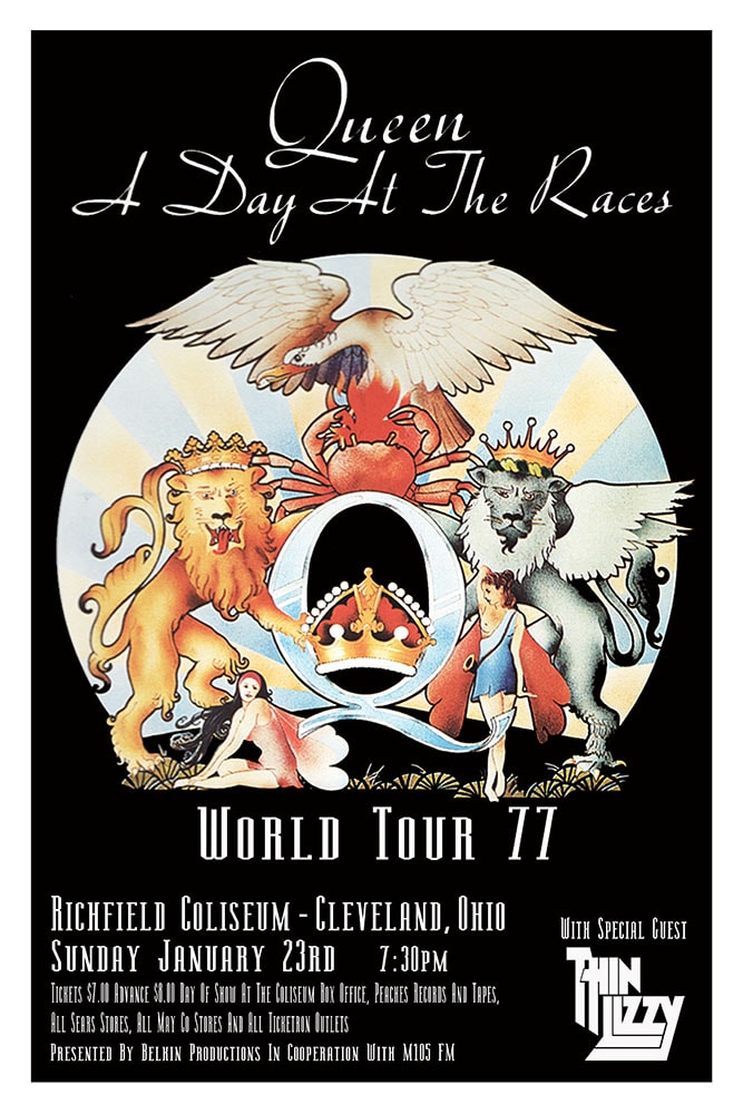 Queen A Day at the Races World Tour 77 Richfield Coliseum Concert Poster