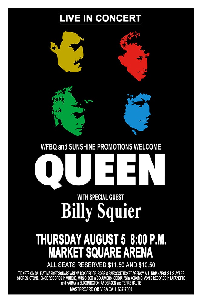 Queen Hot Space North America Tour 1982 Market Square Arena Indianapolis Concert Poster