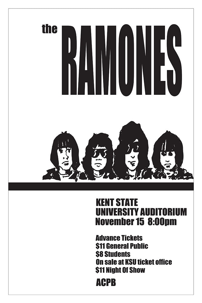 The Ramones 1986 Kent State University Auditorium Concert Poster