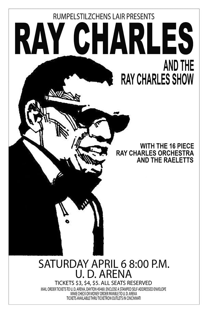 Ray Charles and the Ray Charles Show 1974 U.D. Arena Dayton Concert Poster