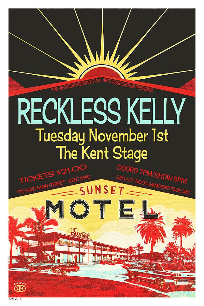 Reckless Kelly 2016 Kent Stage Concert Poster