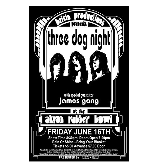 Three Dog Night 1972 Concert Poster – Raw Sugar Art Studio