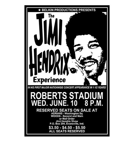 1970 Concert Poster for the Jimi Hendrix Experience with the Grateful Dead,