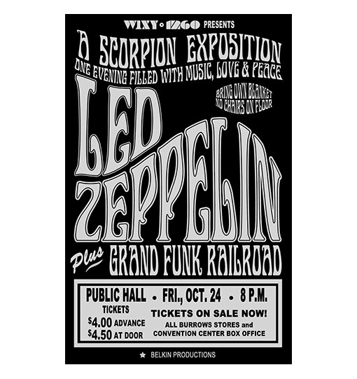 Verrassend Led Zeppelin / Grand Funk 1969 Cleveland Concert Poster – Raw DH-61