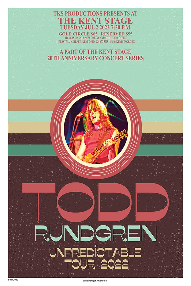 Todd Rundgren 2022 Warren Concert Poster - Raw Sugar Art Studio