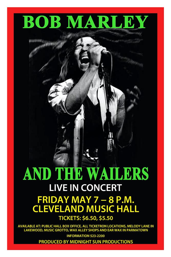 Bob Marley Vintage Concert Poster from Pinecrest Country Club, Jun